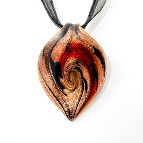 Art Glass Pendant on Ribbon Cord - Picture 3 of 6